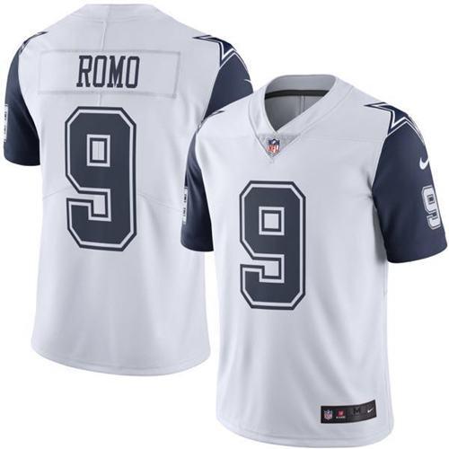 Nike Cowboys #9 Tony Romo White Men's Stitched NFL Limited Rush Jersey - Click Image to Close